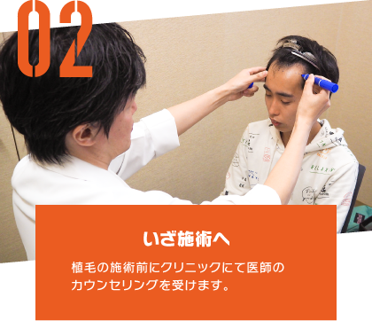 いざ施術へ 植毛の施術前にクリニックにて医師のカウンセリングを受けます。!
